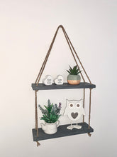 Load image into Gallery viewer, 2 Tier Hanging Rope Shelf
